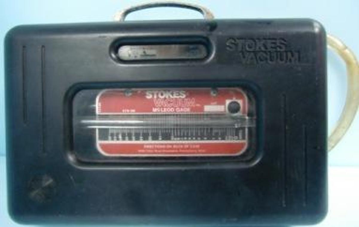 Used STOKES VACUUM INC. MCLEOD MERCURY GAUGE LOT. NO.78877 276-50 NP175 READING 0-50 TORR. INCLUDES INSTALLATION INSTRUCTIONS SET INSTRUCTIONS. .