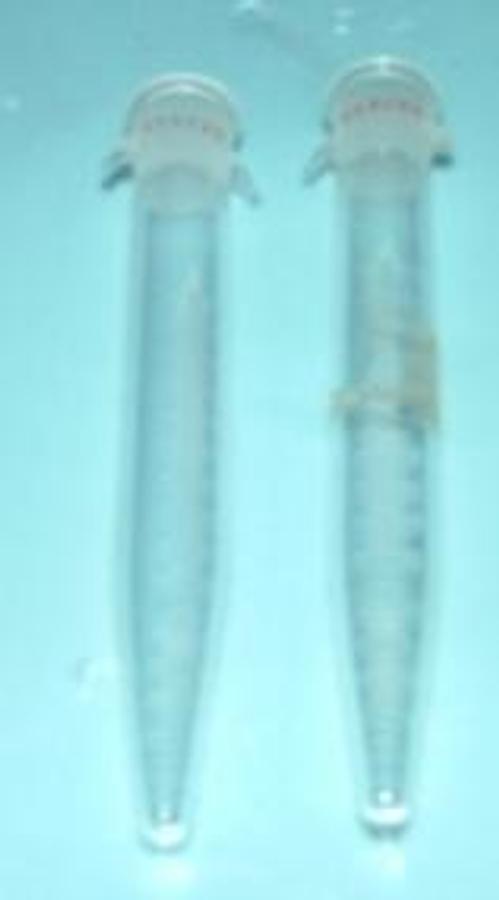 Used QTY. 2. LG CENTRIFUGE TUBE TEST TUBE 14/20 FEMALE TOP.