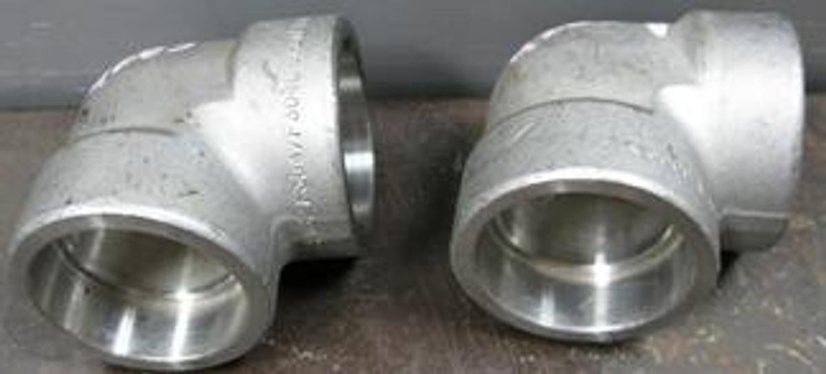 Used JCUB ITALY 2" 3000 45 DEG 304 STAINLESS SOCKET WELD PIPE FITTING