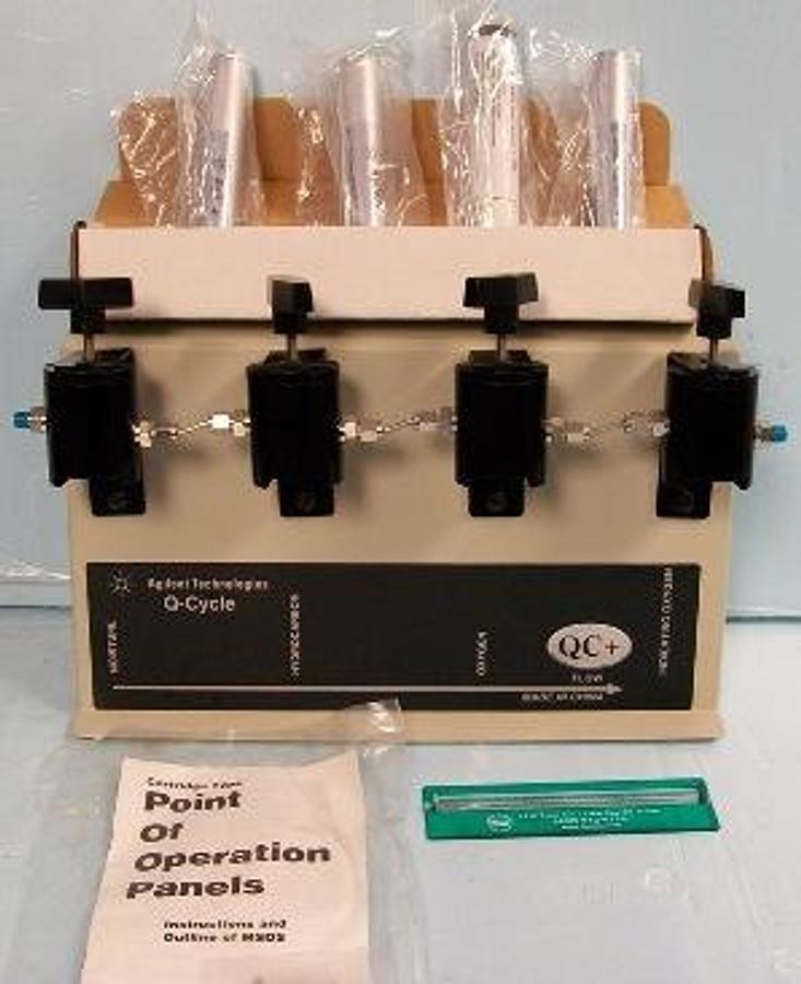 Used QTY. 1. AGILENT TECHNOLOGIES Q CYCLE QC+ QUICK CHANGE PLUS CARTRIDGE TYPE POINT OF OPERATION PANELS 4 HEAD SYSTEM WITH DISPOSABLE OXYGEN GETTER CARTRIDGE