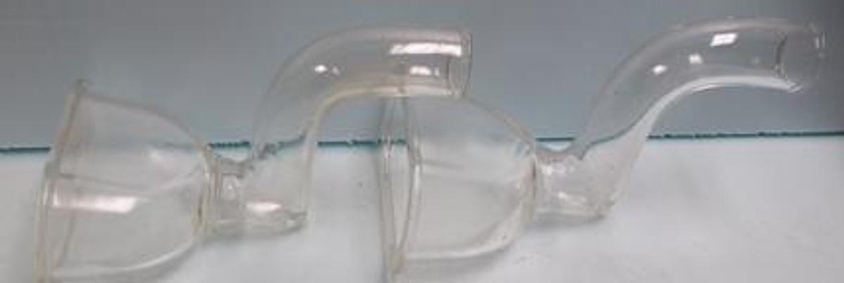 Used QTY. 2. PYREX GLASS 1 ½" WITH 7" FLARED BEADED ENDS.