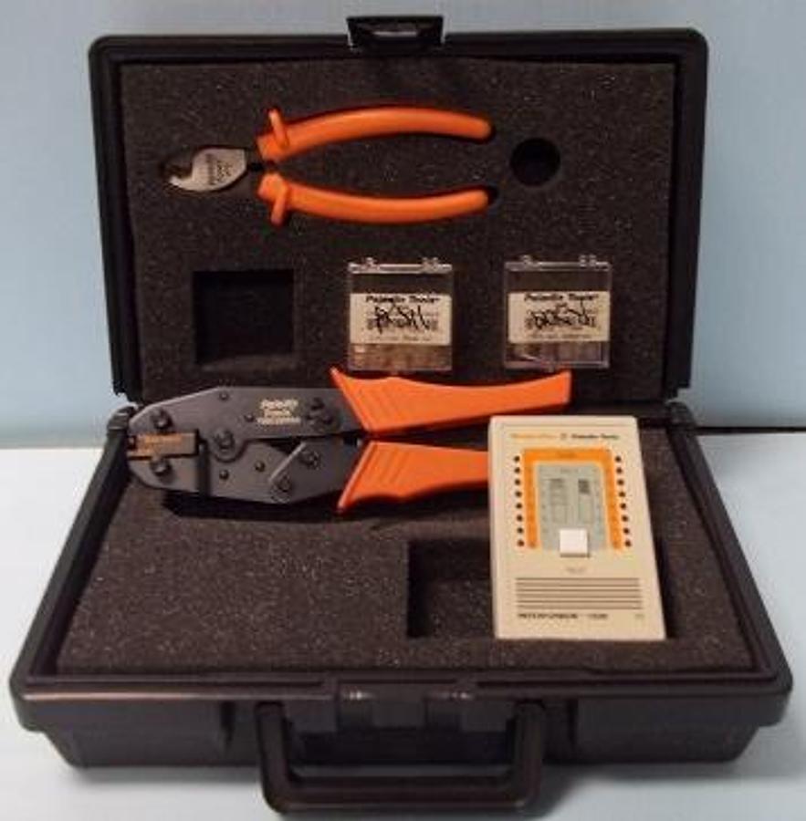 Used WIEDMULLER PALADIN TOOLS 1588 CAT 5 TELEPHONE TERMINATION KIT. INCLUDES 1) PATCH CHECK 1529. NO. CT1040866WD8. 1) PALADIN TOOLS PART NO. KT8
