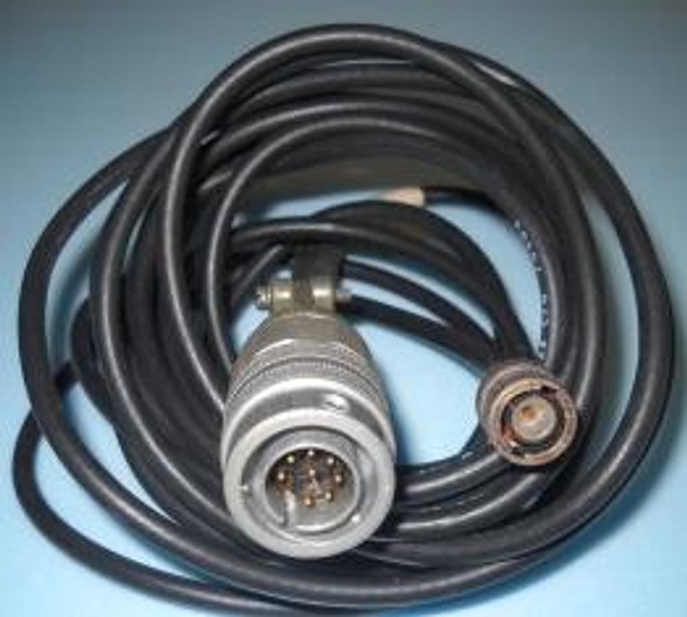 Used QTY. 1. BELDEN EQUIPMENT CORD )BLACK) 11'7" AMPHENOL 9 PIN MALE X BNC ON CORD= BELDEN 8262 RG-58 C/U 70903.