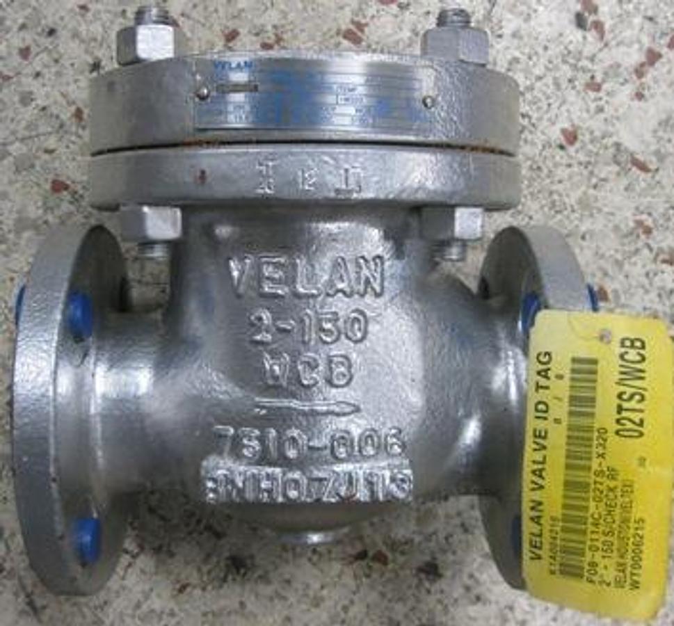 Used VELAN 2" 150 WCB FLANGED RAISED FACE CHECK VALVE