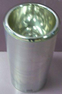 Used POPE SCIENTIFIC DEWAR FLASK SILVERED GLASS ALUMINUM SIDE NITROGEN DEWAR.