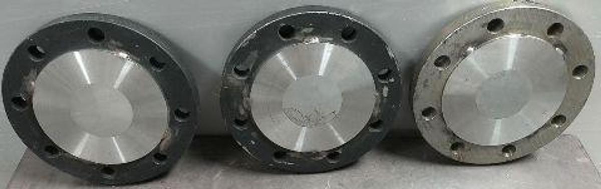 Used BEBITZ INDIA 4" 150 SA105 BLIND FLANGE WITH CLAD 304 RAISED FACE B165 4" - 150 A/SA105 304 SS 112231/1 AND 2905027/1