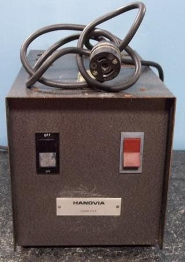 Used QTY. 1. HANOVIA POWER SUPPLY FOR 1 LITER P.C.R. CONFORMS TO BS 3456 VOLTS: 110 FREQUENCY 60 HZ WATTS 12.5W