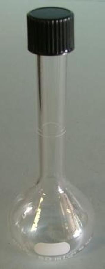 Used QTY. 1. PYREX: NO. 5650 VOLUMETRIC FLASK WITH SCREW CAP 50ML TC 20 DEG. C