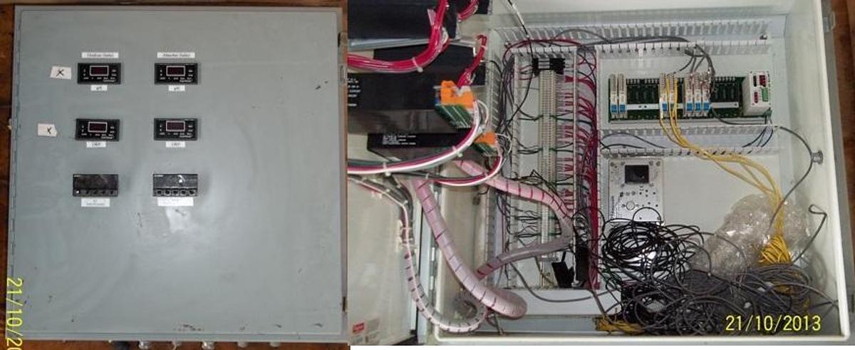 Used OXIDIZER OUTLET AND ABSORBER OUTLET CONTROL CABINET WITH 2) ORP DIGITAL CONTROLLERS