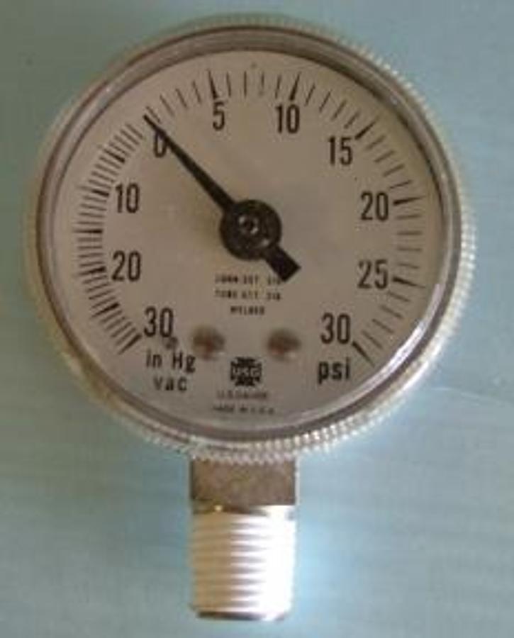 Used USG RANGE -30 IN. HG TO 30 PSI CON-SST316 TUBE-SST 316 WELDED