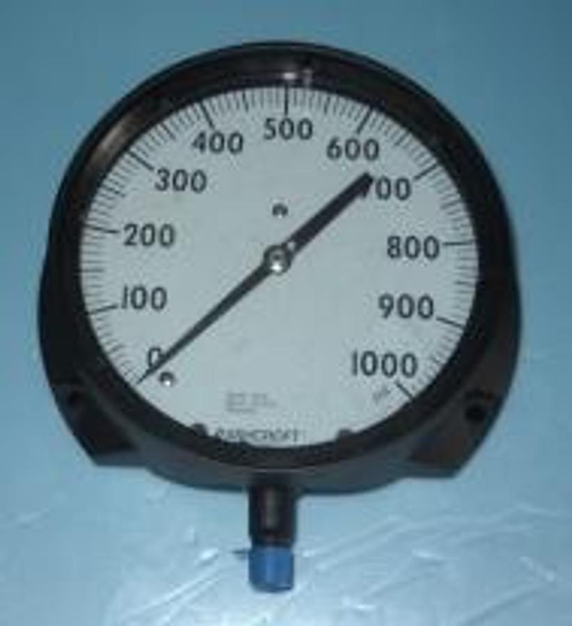 Used QTY. 1. ASHCROFT DURA GAUGE 0-1000 STEEL TUBE