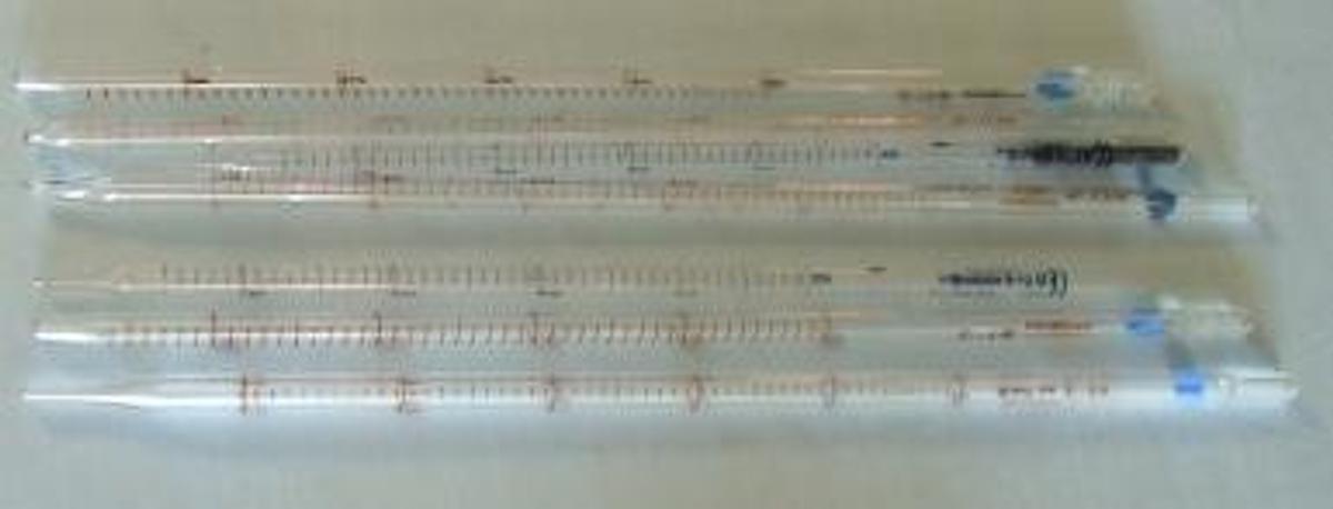 Used QTY. 3. GLASS PIPETTES 5ML GRADUATED