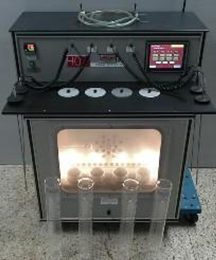 Used LAWLER MANUFACTURING CORPORATION 4 POSITION HEATED FOAM TESTER ASTM D892 AND D6082 MODEL: 323H