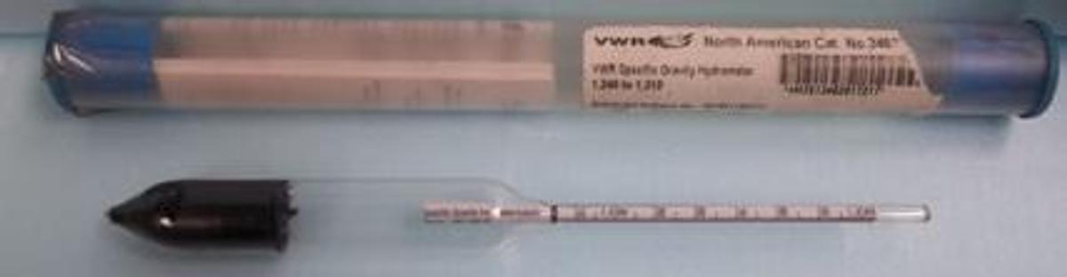 Used QTY. 1. VWR SPECIFIC GRAVITY HYDROMETER FOR HEAVY LIQUIDS
