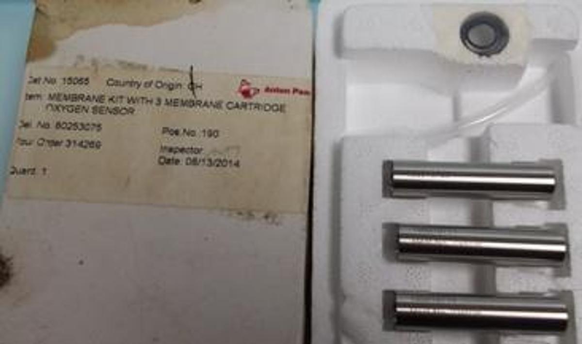 Used QTY. 1. ANTON PAAR MEMBRANE KIT WITH 3 MEMBRANE CARTRIDGE OXYGEN SENSORS
