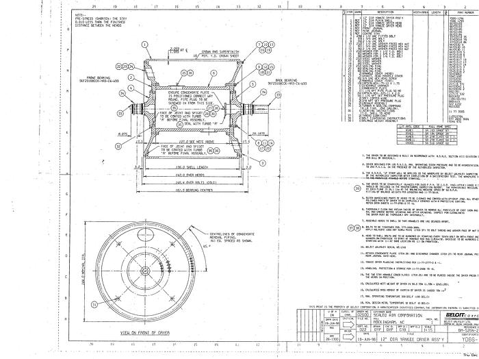Used Beloit  Yankee Dryer With Framing, Drive, Hood And Doctor Assembly, 12'X136", 1 Grind, 125 Psi, Balanced For 2400 Fpm #26706