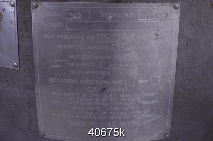 Used Bird 200 Pressure Screen #40675